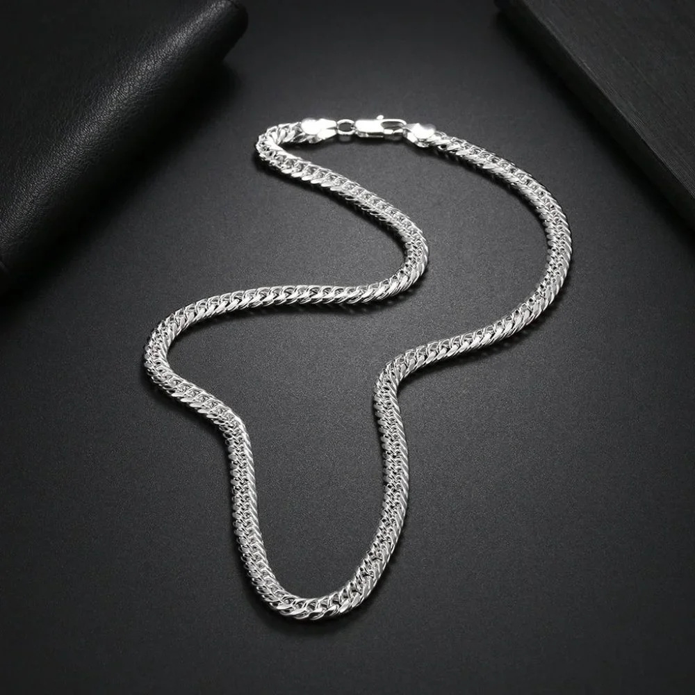 Beautiful Cuban Link 6mm Wide & 20 Inch Long Stamped 925 Sterling Silver Chain